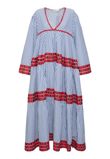 Striped Cotton Long Sleeve Maxi Dress