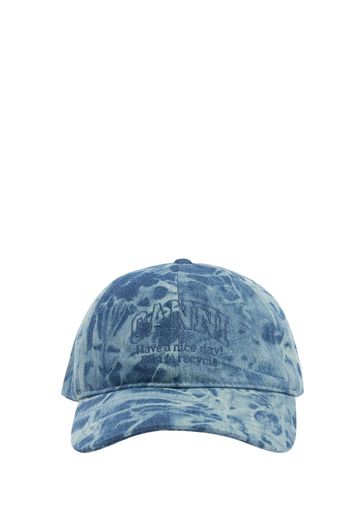 Cappellino Da Baseball In Denim Riciclato Con Logo