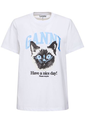 Cat Print Organic Cotton T-shirt