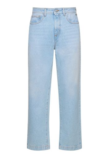 Jeans Larghi In Denim Con Logo 22cm