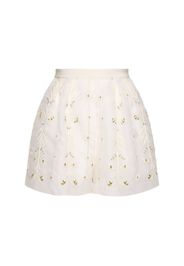 Shorts In Organza Di Seta Con Ricami