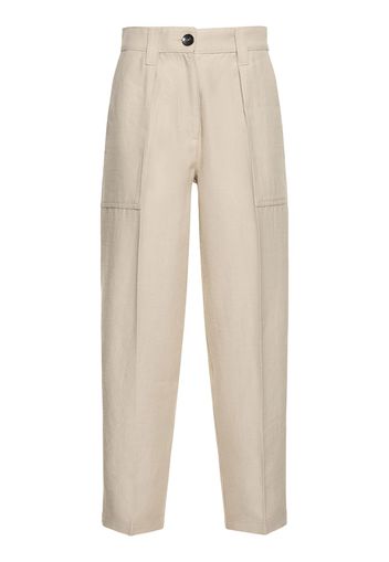 Drill Linen & Wool Loose Leg Pants