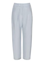 Pantaloni Vita Alta In Crepe Di Seta Con Pinces