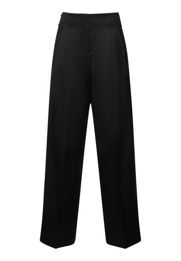 Golden Wide Leg Wool Gabardine Pants