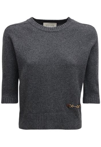 Top In Maglia Di Cashmere Con Morsetto