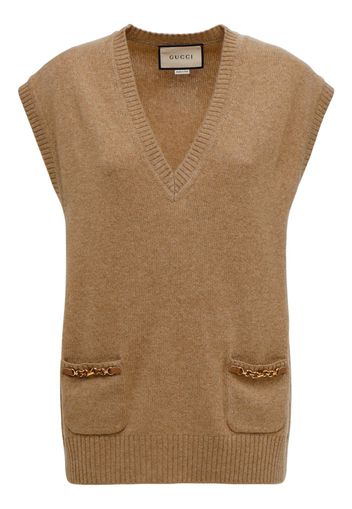 Gilet In Maglia Di Cashmere Con Catena