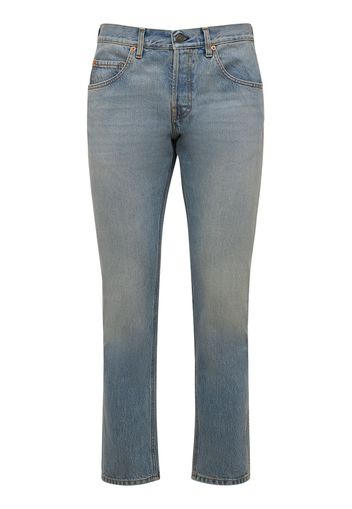 Jeans Tapered Fit In Denim Di Cotone