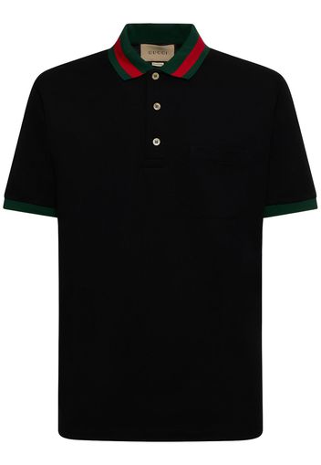 Stretch Cotton Blend Polo Shirt W/ Web