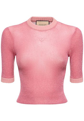 Tech Lamé Crewneck Top