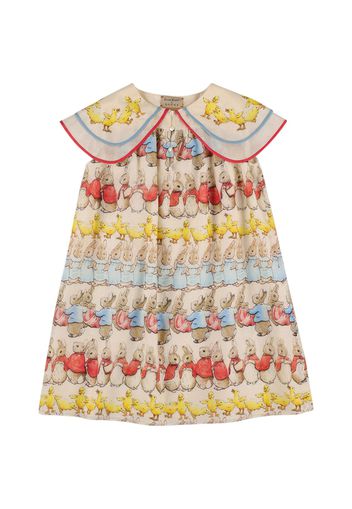 Peter Rabbit Print Cotton & Silk Dress