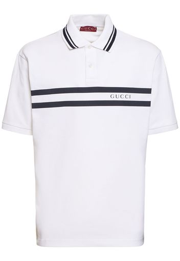 Logo Stretch Cotton Piquet Polo Shirt