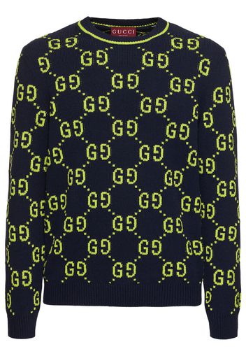 Gg Allover Cotton Crewneck Sweater