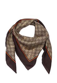 Gg Print Silk Scarf W/ Horsebit