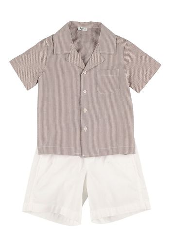 Camicia In Seersucker E Shorts In Popeline