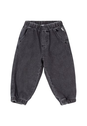 Pantaloni In Cotone Stretch Effetto Denim