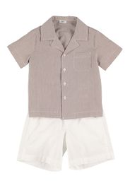 Camicia In Seersucker E Shorts In Popeline