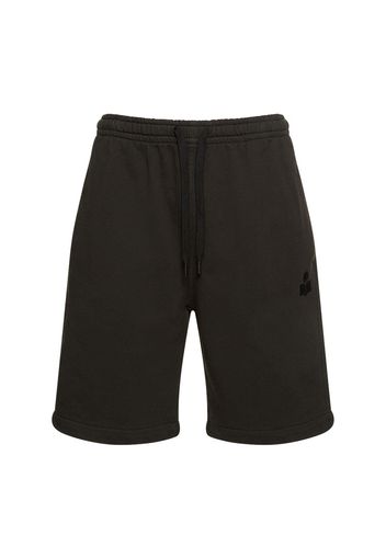 Shorts In Felpa Di Cotone Con Logo Floccato