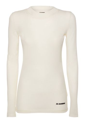 Top In Jersey Di Misto Lana Con Logo