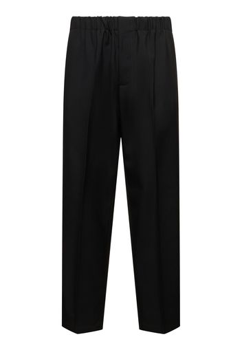 Pantaloni Cropped Relaxed Fit In Gabardina Di Lana