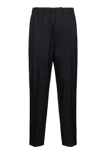 Pantaloni Cropped Relaxed Fit In Gabardina Di Lana