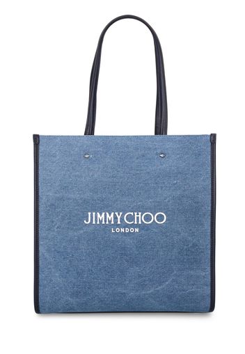 Borsa Shopping In Denim Con Logo