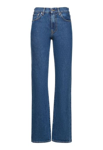 Jeans Dritti Vita Alta In Denim