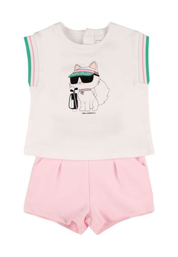 T-shirt E Shorts In Misto Cotone Stampato