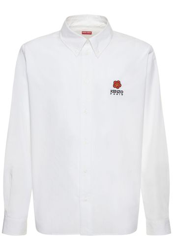 Camicia In Popeline Di Cotone Con Logo