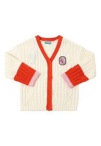 Cardigan In Maglia A Trecce / Patch Logo