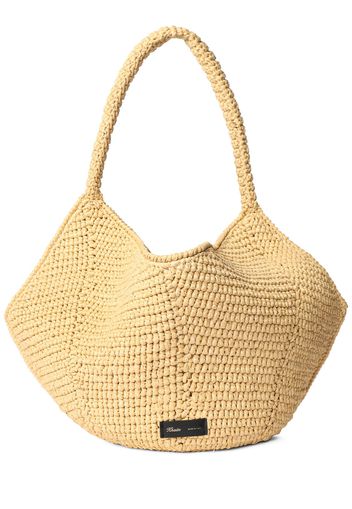 Medium Lotus Raffia Effect Shoulder Bag