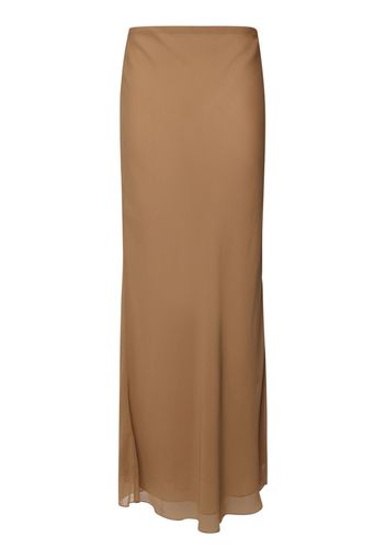 Mauva Silk Chiffon Long Skirt