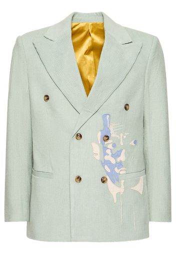 Blazer In Cotone Millerighe Con Ricamo