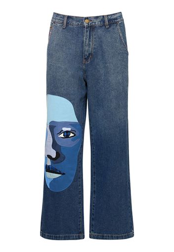 Jeans Dritti Blue Face In Denim Di Cotone