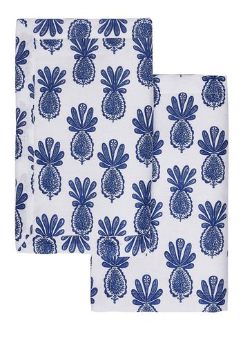 Set Di 6 Tovaglioli “pineapple Blue” In Lino