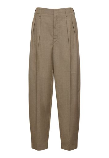 Pantaloni Tapered Fit In Misto Lana Con Pinces