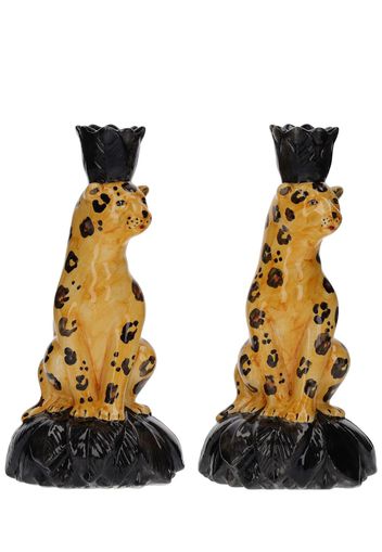 Set Di 2 Portacandele Leopard