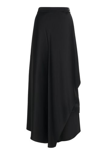 Alin Silk Satin Flared Midi Skirt