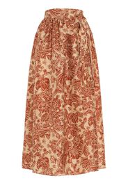 Leah Printed Silk Flared Midi Skirt