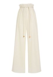 Tristin Belted Cotton Blend Wide Pants