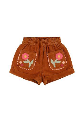 Shorts In Cotone Millerighe Con Ricami