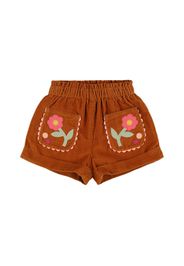 Shorts In Cotone Millerighe Con Ricami