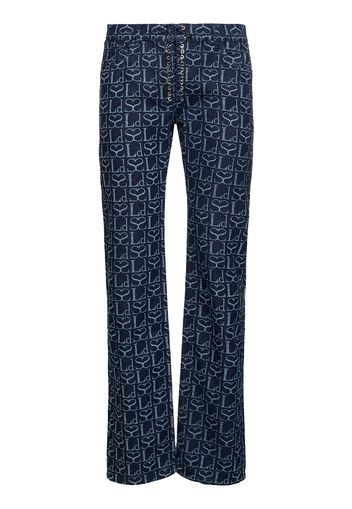 Jeans Dritti In Denim Di Cotone Monogram