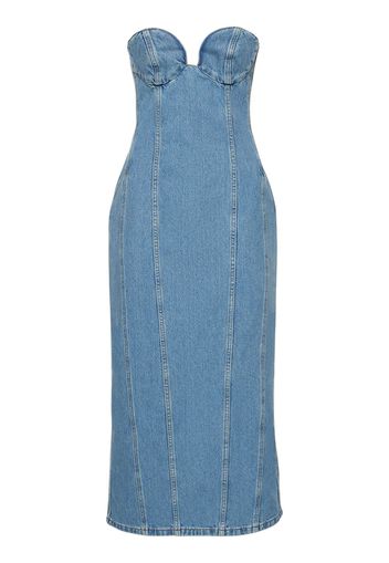 Vestito Midi In Denim Di Cotone / Bustier