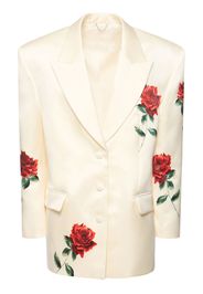 Blazer Rose In Raso Di Misto Seta Con Stampa