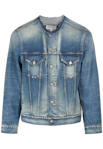 Giacca In Denim Di Cotone Senza Collo