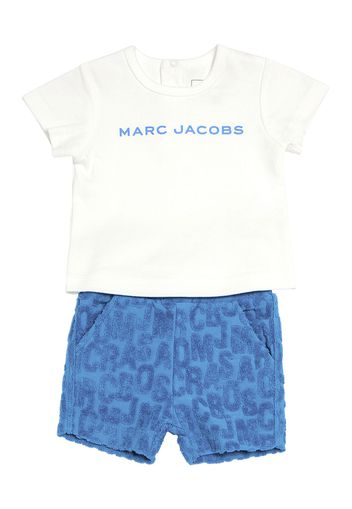 T-shirt In Jersey Di Cotone E Shorts In Felpa