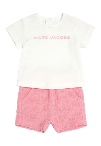 T-shirt In Jersey Di Cotone E Shorts In Felpa