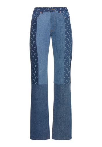 Jeans Larghi Moon In Denim Patchwork