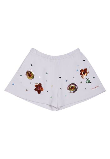 Shorts In Felpa Di Cotone Con Paillettes