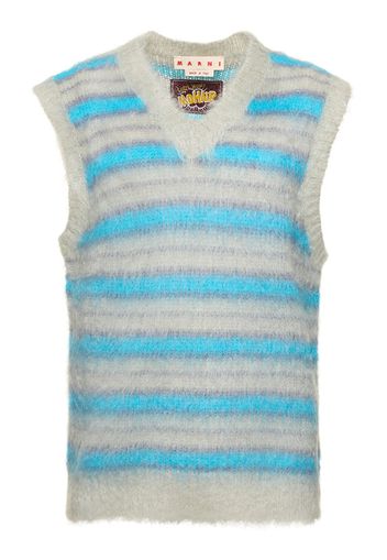 Gilet In Maglia Di Misto Mohair Pettinato